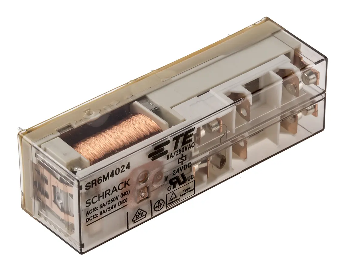 Produktfoto 1 von TE Connectivity SR6 Zwangsgeführte Relais, Spule 24V dc / 1200mW, 4-polig / 8A, 3-poliger Schließer, 1-poliger Schließer
