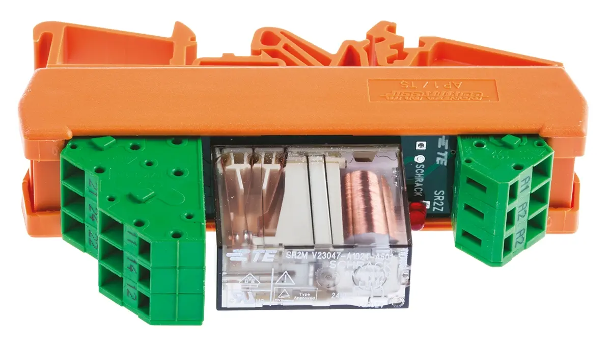 Produktfoto 1 von TE Connectivity DIN-Hutschiene SR2 Z Zwangsgeführte Relais, Spule 24 V dc / 700 mW, 2-polig / 6 A, 2-poliger Umschalter
