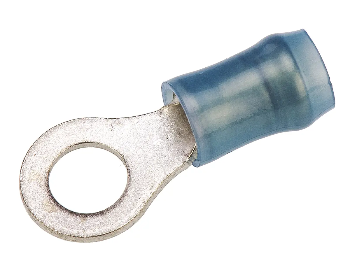 Produktfoto 1 von TE Connectivity PIDG Ringkabelschuh, Isoliert 16 AWG, Nylon, Blau, 14 AWG max.AWG, aussen ø 8.71 mm, innen ø 5 mm, M5