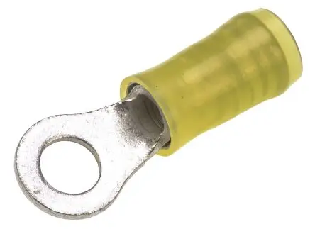 Produktfoto 1 von TE Connectivity PIDG Ringkabelschuh, Isoliert 12 AWG, Nylon, Gelb, 10 AWG max.AWG, aussen ø 0.375 Zoll, innen ø 0.207