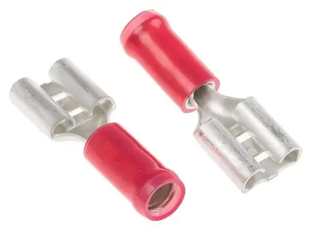 Produktfoto 1 von TE Connectivity PIDG FASTON .250 Flachsteckhülse, Rot, Isoliert, 6.35 x 0.81 mm, Buchse, 22 AWG min, 15 AWG