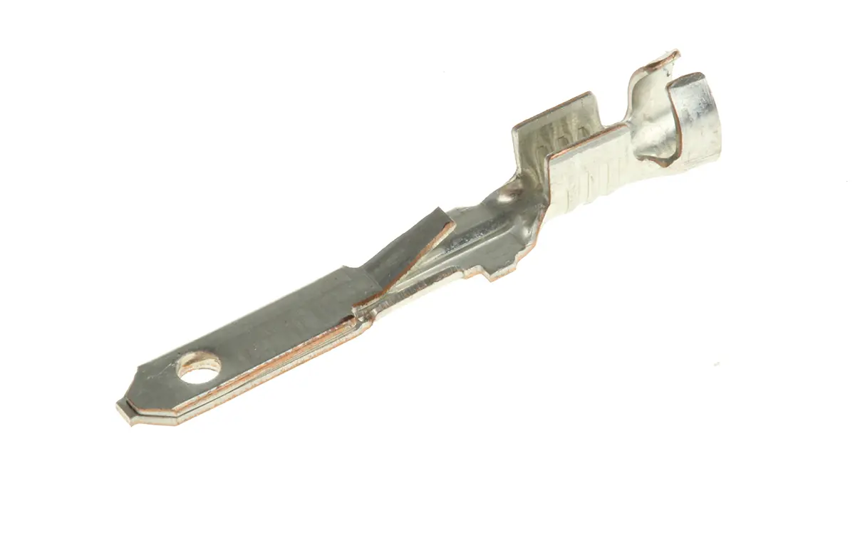 TE Connectivity FASTIN-FASTON .110 Flachsteckhülse, Schwarz, Unisoliert, 2.8 mm, Stecker, 20 AWG min, 15 AWG