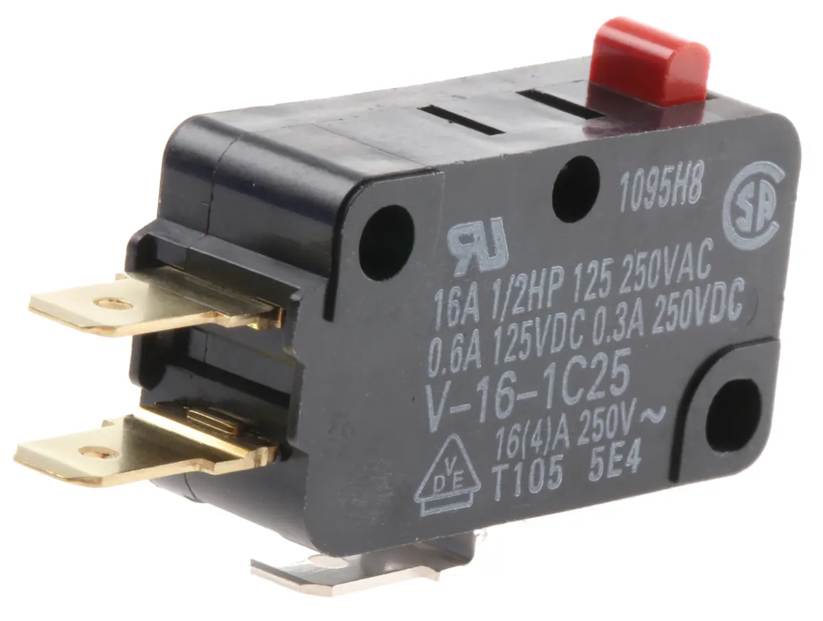 Produktfoto 1 von Omron Mikroschalter Stiftstößel-Betätiger Stecker, 1-poliger Wechsler, 250 V ac, 16A IP40 1.96N -25 °C - 80 °C