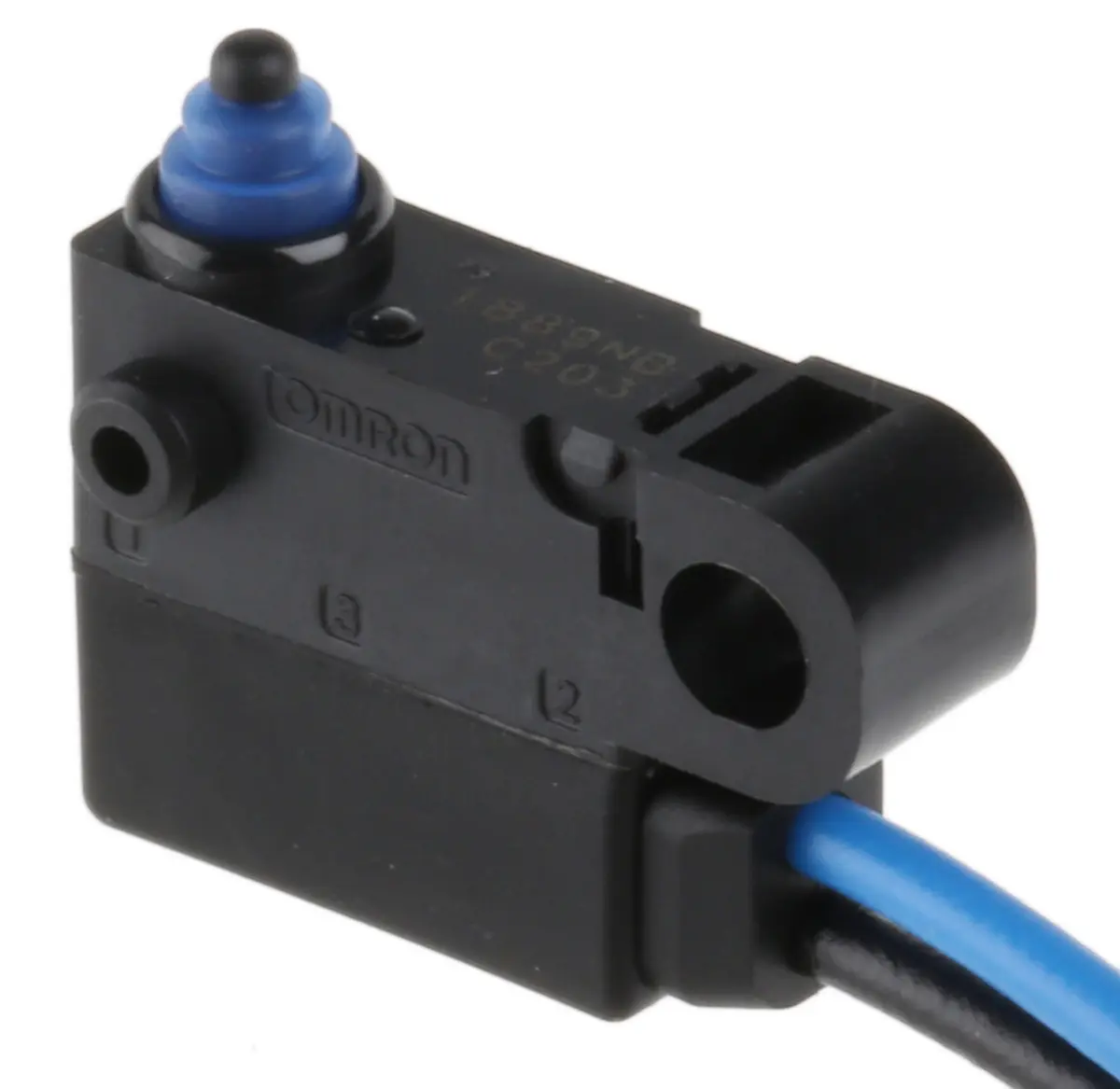 Produktfoto 1 von Omron Mikroschalter Stiftstößel-Betätiger Vorverdrahtet, SPST, 2A IP67 0.75N -40 °C - 85 °C