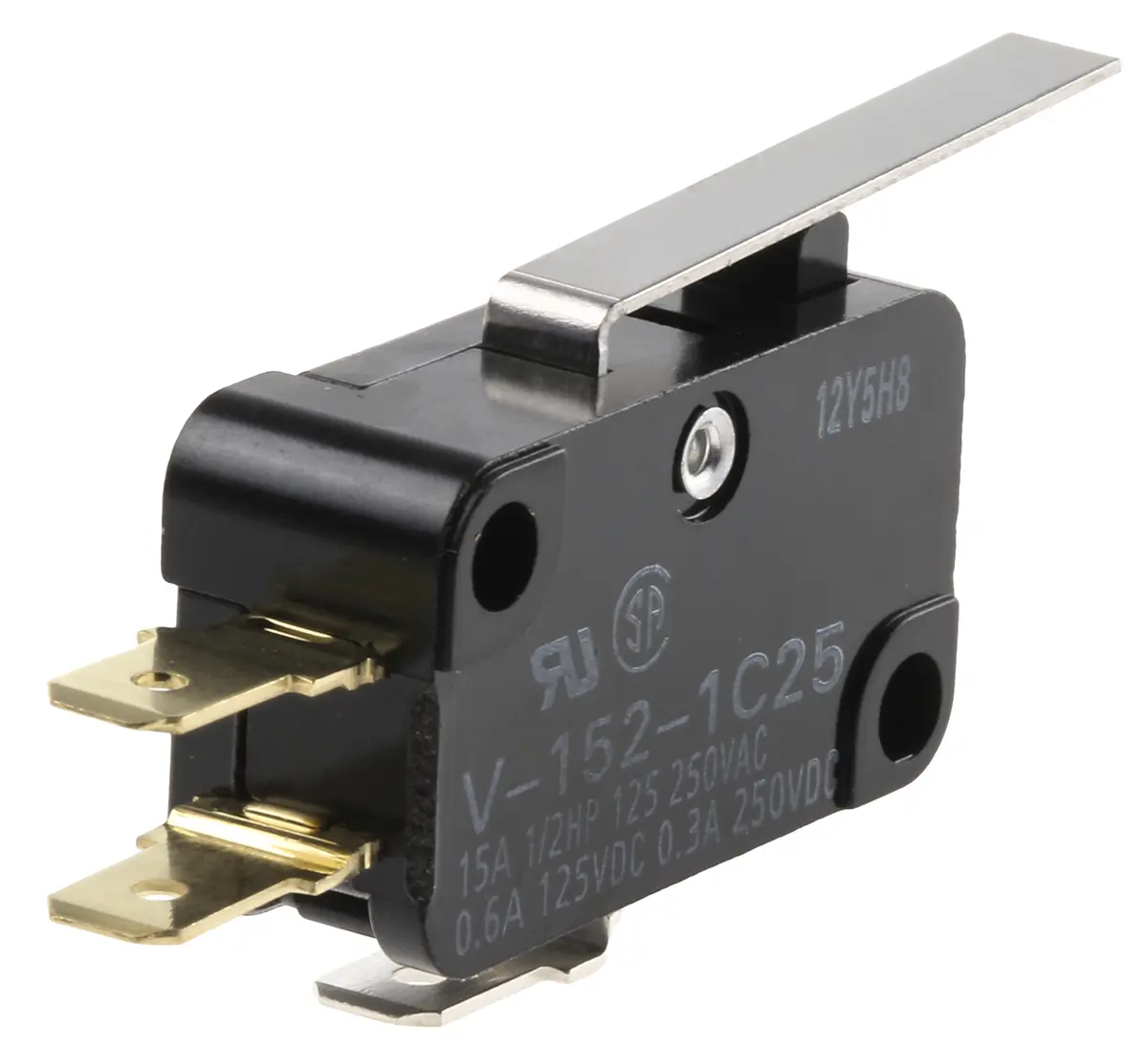 Produktfoto 1 von Omron Mikroschalter Scharnierhebel-Betätiger Stecker, 1-poliger Umschalter, 250 V ac, 15A IP40 1.23N -25 °C - 80 °C