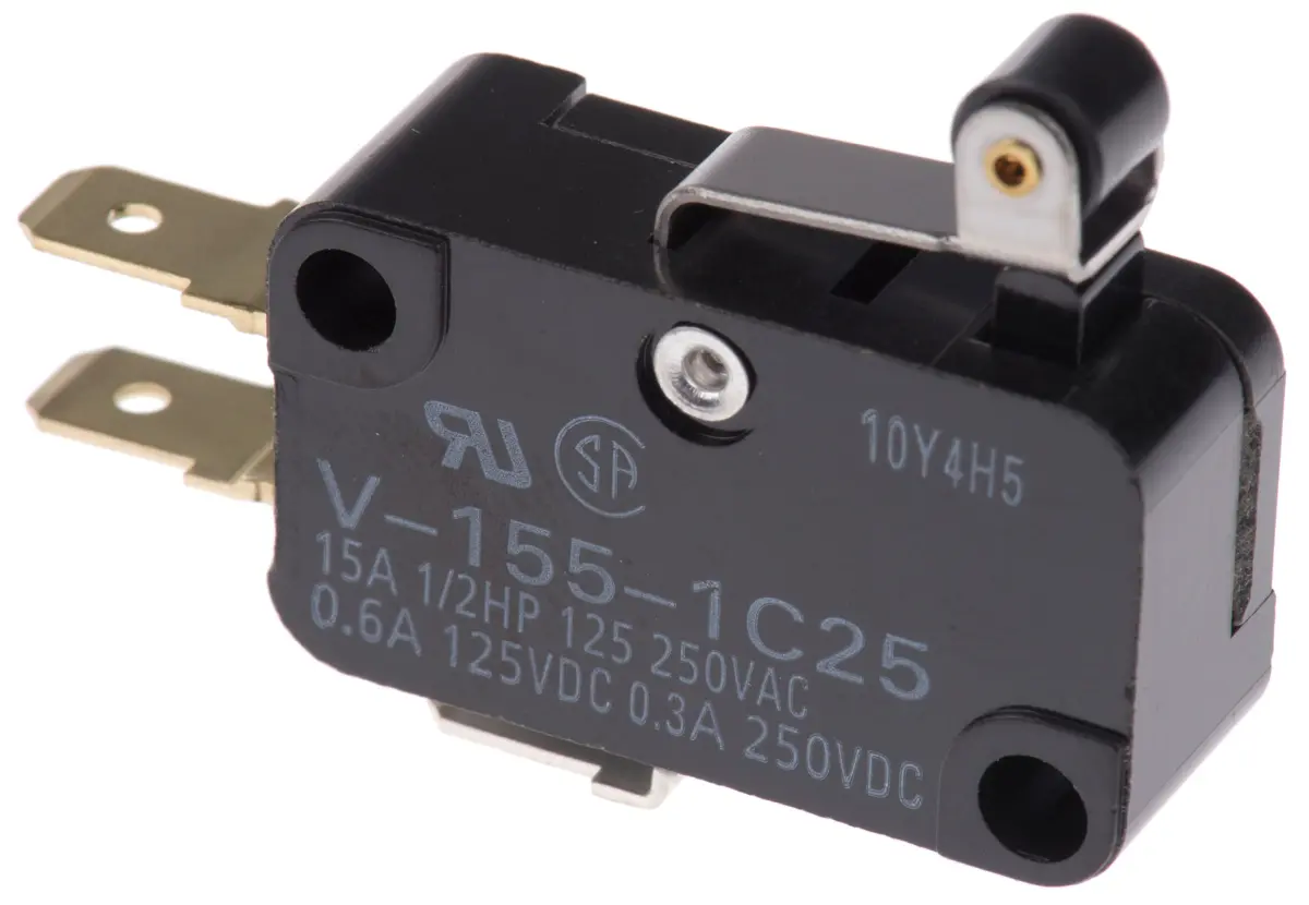 Produktfoto 1 von Omron Mikroschalter Kurzer Rollenhebel-Betätiger Stecker, 1-poliger Umschalter, 250 V ac, 15A IP40 2.35N -25 °C - 80 °C
