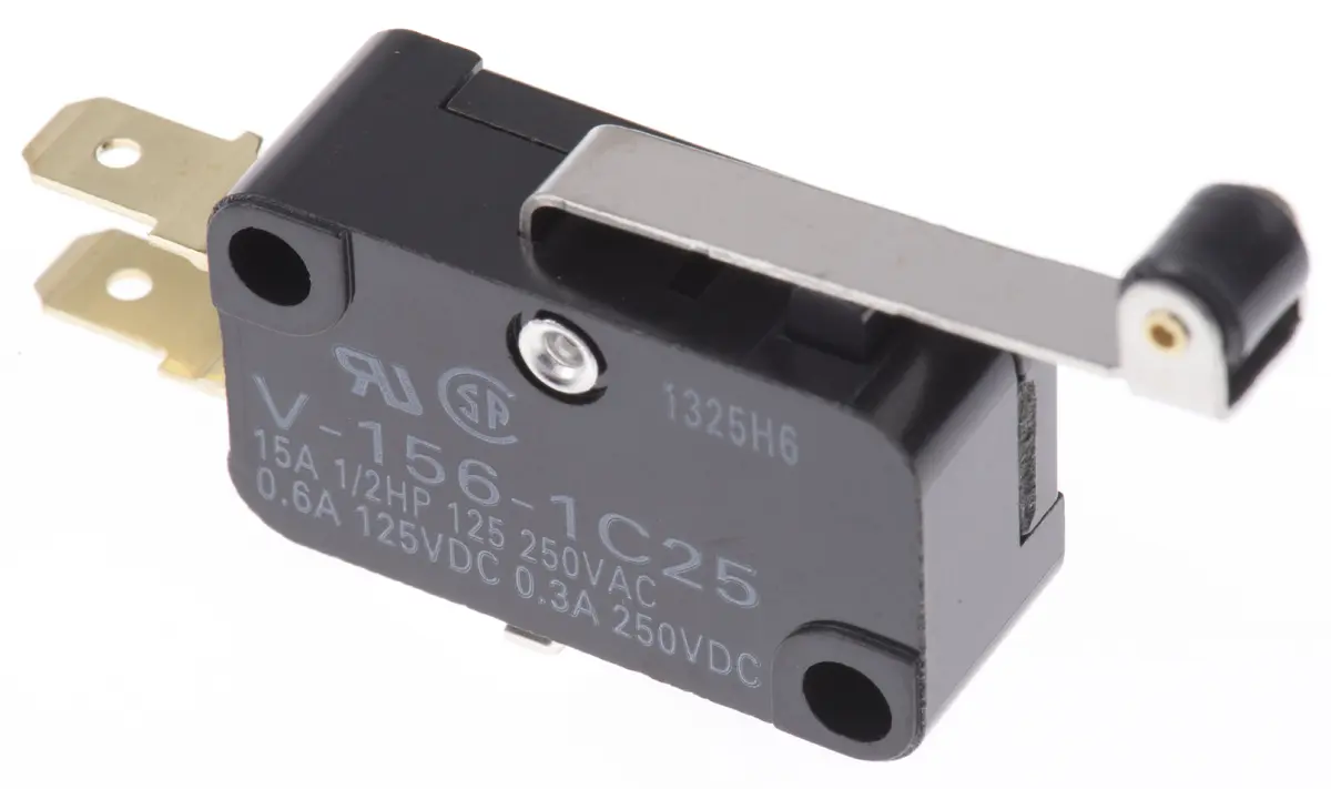 Produktfoto 1 von Omron Mikroschalter Rollenhebel-Betätiger Stecker, 1-poliger Umschalter, 250 V ac, 15A IP40 1.23N -25 °C - 80 °C