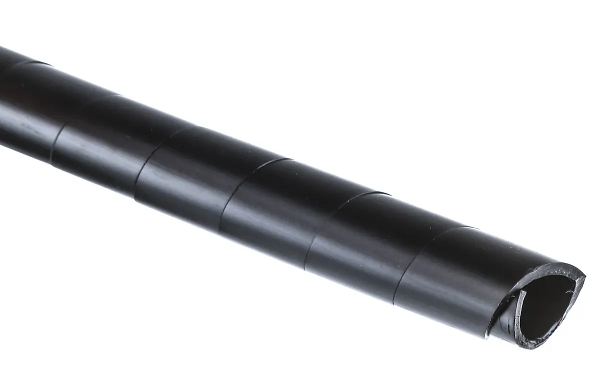 Produktfoto 1 von HellermannTyton SBPE Spiral-Kabelumwicklung / 10 mm Polyethylen Schwarz, für Kabel-Ø 9 mm bis 100 mm, Länge 30 m