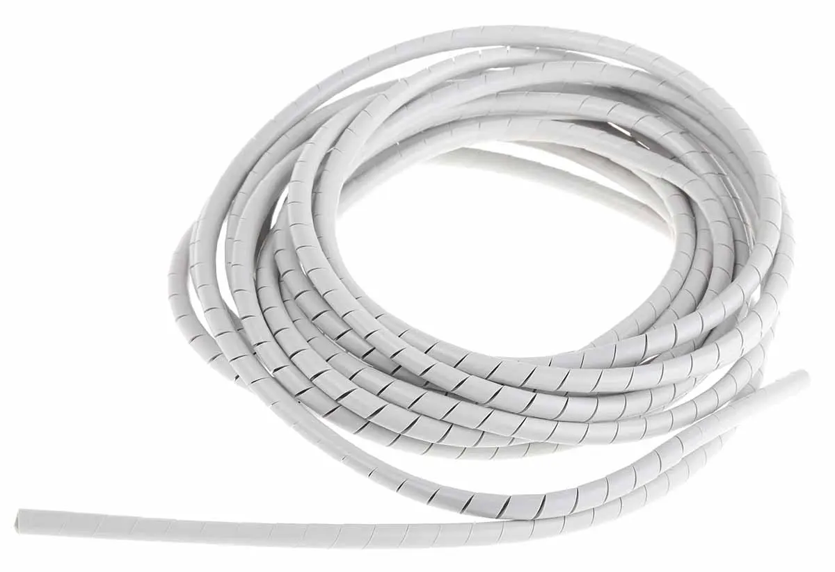 Produktfoto 1 von HellermannTyton SBPE Spiral-Kabelumwicklung / 5 mm Polyethylen Grau, für Kabel-Ø 4 mm bis 20 mm, Länge 5 m