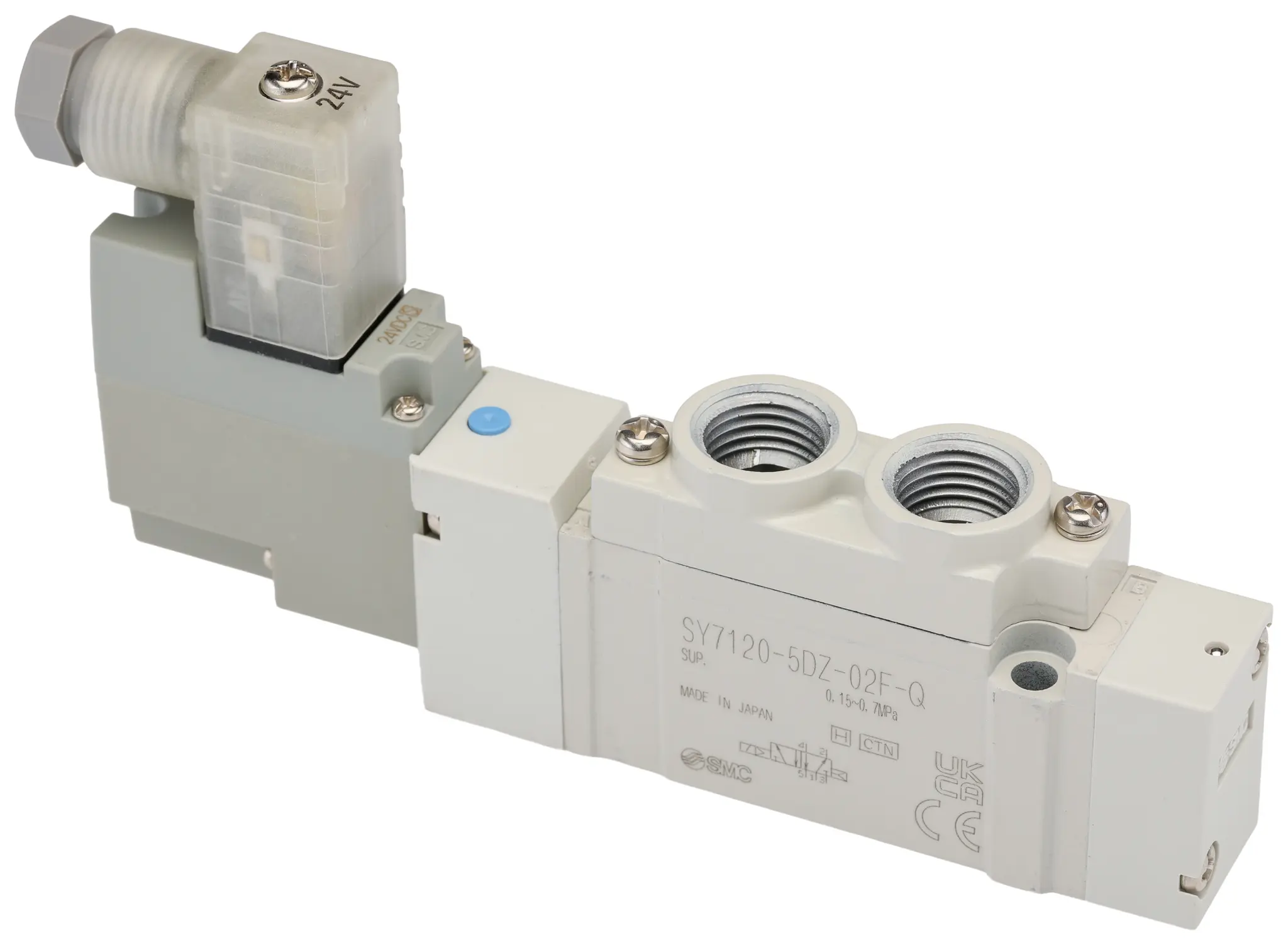 Produktfoto 1 von SMC SY7000 Pneumatik-Magnetventil 5/2 Einzelplatzinstallation G1/4, Magnet/Pneumatisch-betätigt 24V dc