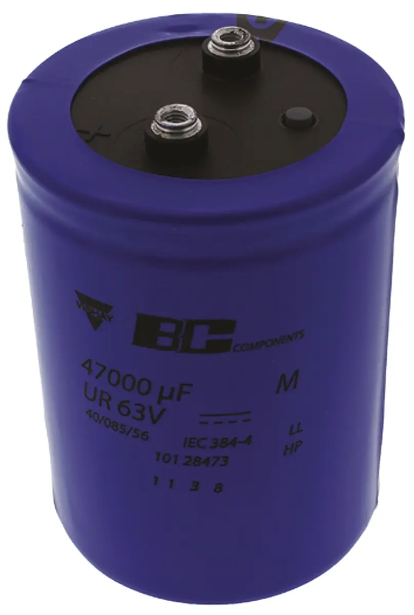 Produktfoto 1 von Vishay 101 PHR-ST, Schraub Aluminium-Elektrolyt Kondensator 47000μF ±20% / 63V dc, Ø 76mm x 105mm, +85°C