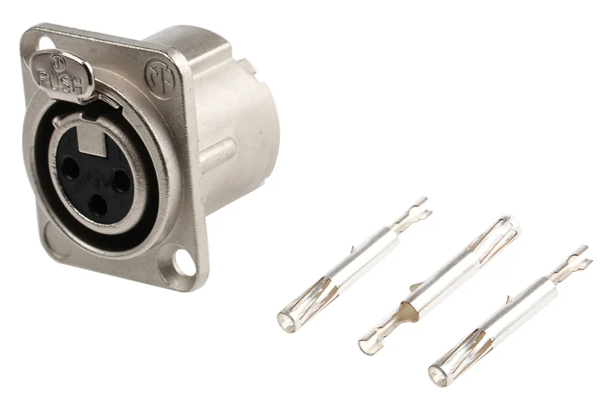 Produktfoto 1 von Neutrik Gerade 3-polig Panel Buchse Silber auf Nickel Natur XLR-Steckverbinder, 50 V