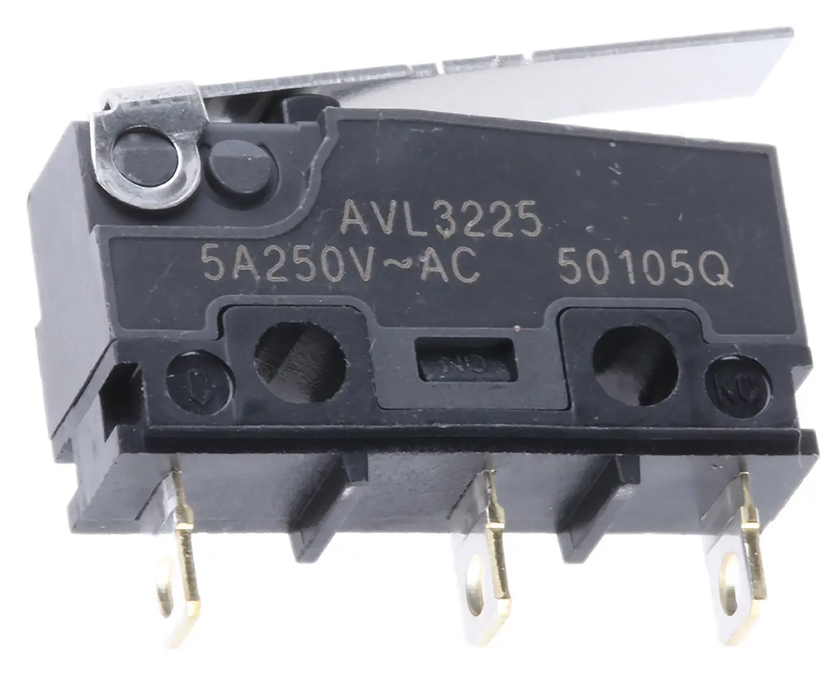 Produktfoto 1 von Panasonic Mikroschalter Scharnierhebel-Betätiger Lot, 1-poliger Wechsler, 250 V ac, 5A 0.54N -25 °C - 85 °C