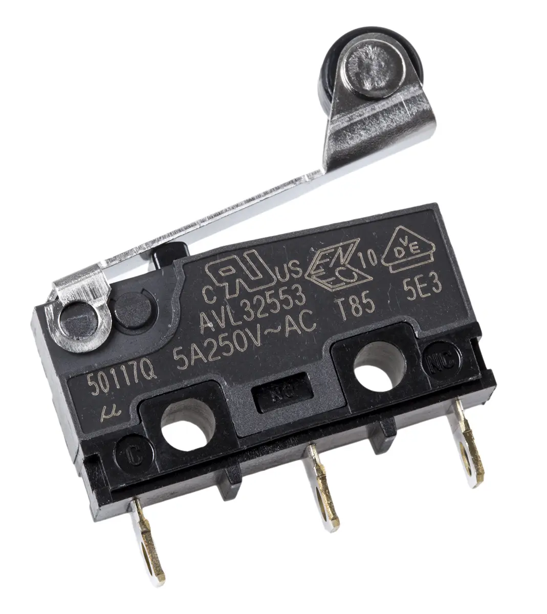 Produktfoto 1 von Panasonic Mikroschalter Rollenhebel-Betätiger Lot, 1-poliger Wechsler, 250 V ac, 5A 0.59N -25 °C - 85 °C