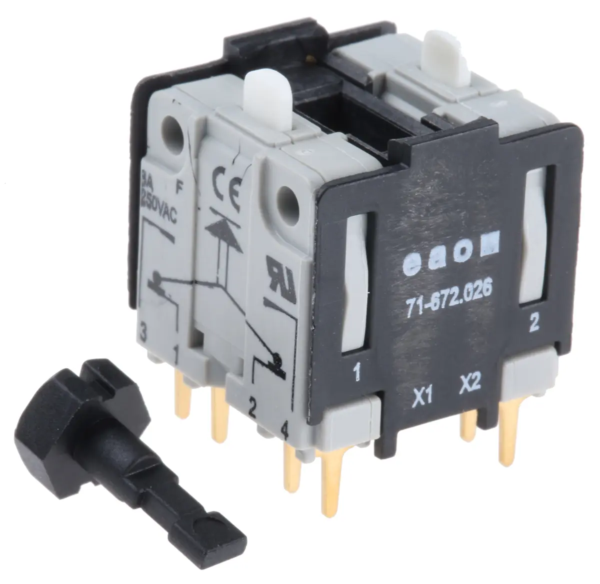 Produktfoto 1 von EAO Drucktaster-Kontaktblock 2 NO (Schließer) + 2 NC (Öffner) 250V ac für Druckschalter Serie 71