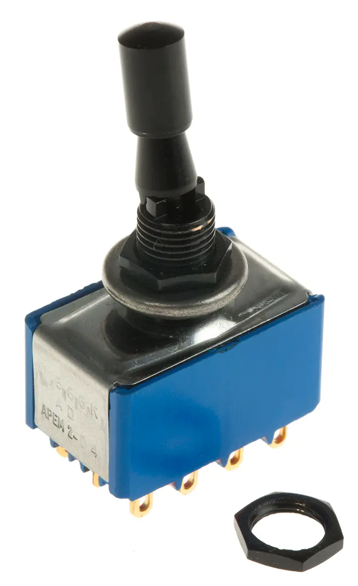 Produktfoto 1 von APEM Panel Kippschalter 4-poliger Schließer, Ein-Ein, 24 V dc, 250 V ac, 4A, Lötöse