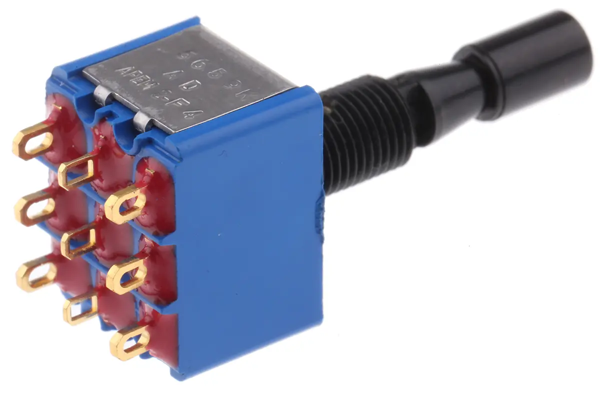 Produktfoto 1 von APEM Panel Kippschalter 3-poliger Wechsler, Ein-Aus-Ein, 24 V dc, 250 V ac, 4A, Lötöse
