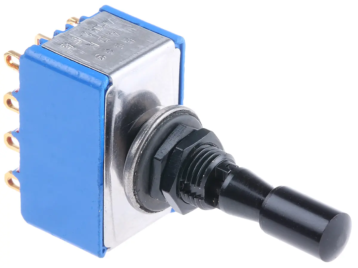 Produktfoto 1 von APEM Panel Kippschalter 4-poliger Schließer, Ein-Aus-Ein, 24 V dc, 250 V ac, 4A, Lötöse