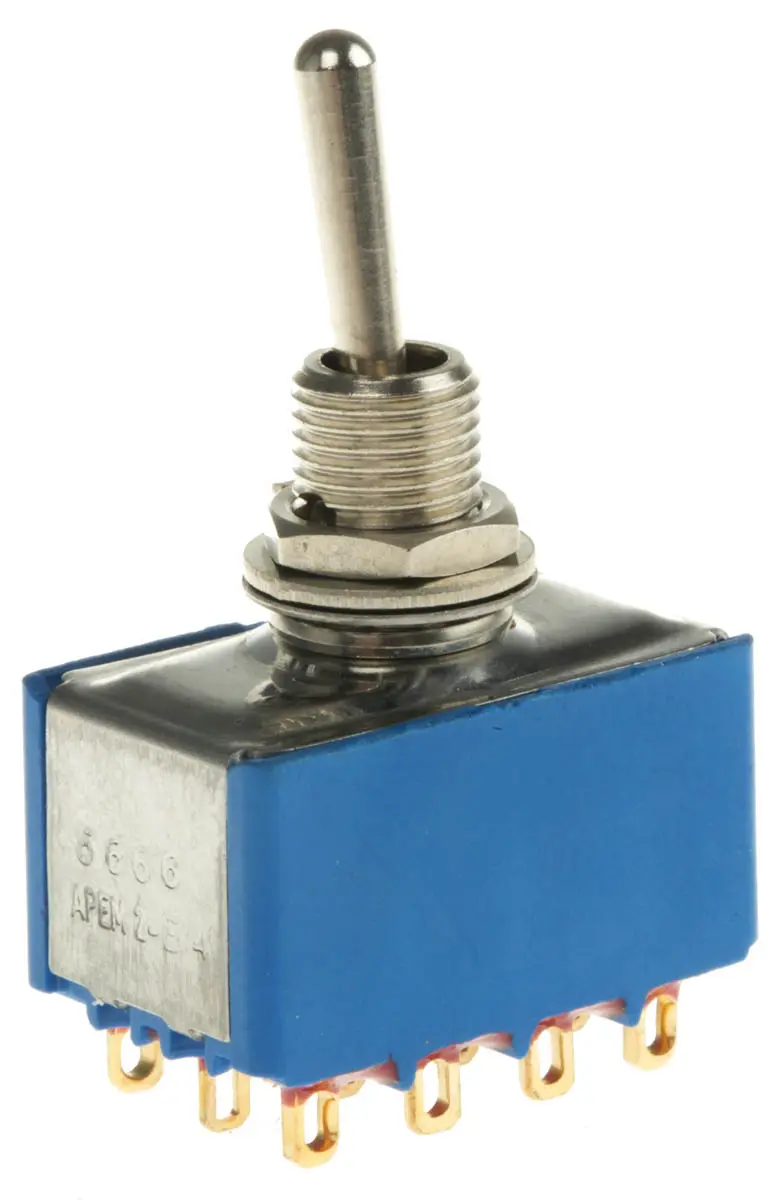 Produktfoto 1 von APEM Panel Kippschalter 4-poliger Schließer, Ein-Ein, 24 V dc, 250 V ac, 400mA, Lötöse
