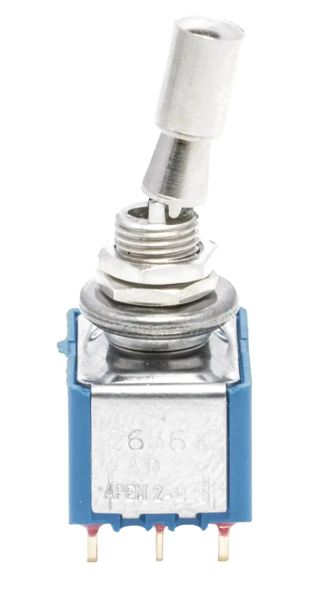 Produktfoto 1 von APEM Panel Kippschalter 3-poliger Wechsler, Ein-Ein, 24 V dc, 250 V ac, 4A, Lötöse