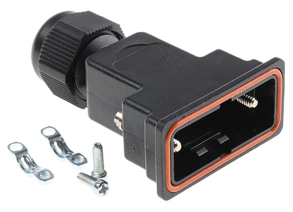 Produktfoto 1 von HARTING D-Sub Waterproof D-Sub-Gehäuse Gerade, 9-polig, D: D-Sub-Gehäuse Zugentlastung, Schwarz, Größe E, aus Polymer