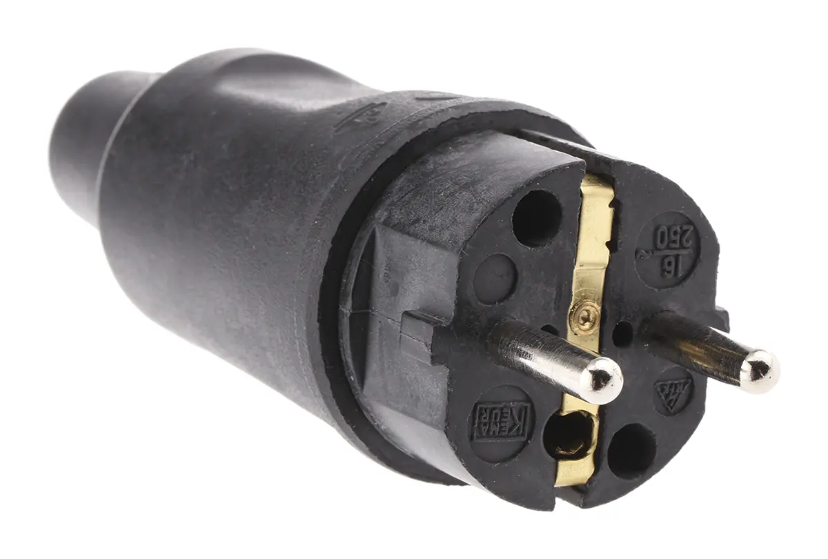 Produktfoto 1 von Kopp Netzsteckverbinder Schwarz 2P, 250V, Kabel Gerade IP44 16A