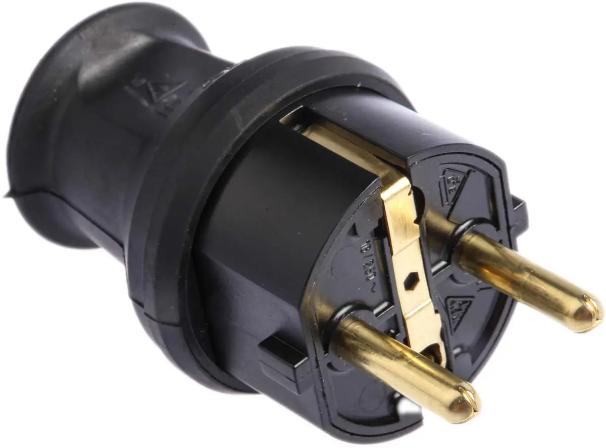 Produktfoto 1 von Kopp Netzsteckverbinder Schwarz 2P, 250V, Kabel Gerade IP44 16A