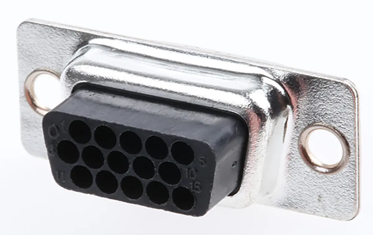 Produktfoto 1 von HARTING D-Sub D-Sub-Steckverbinder DS-1 Gerade, 15-polig 2.29 mm Raster, Kabel Buchse, mit Schraubverschluss