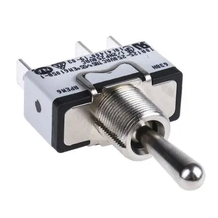 Produktfoto 1 von APEM Panel Kippschalter SPST, Ein-Aus-Ein, 24 V dc, 250 V ac, 5A, Lötöse