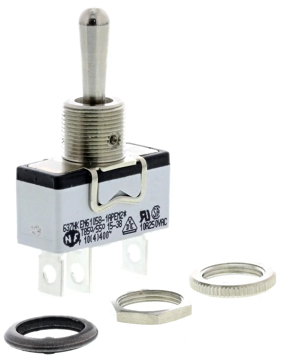Produktfoto 1 von APEM Panel Kippschalter SPST, Ein-Aus-Ein, 24 V dc, 250 V ac, 5A, Lötöse