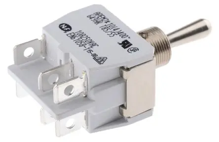 Produktfoto 1 von APEM Panel Kippschalter DPST, Ein-Aus-Ein, 24 V dc, 250 V ac, 10A, Lötöse