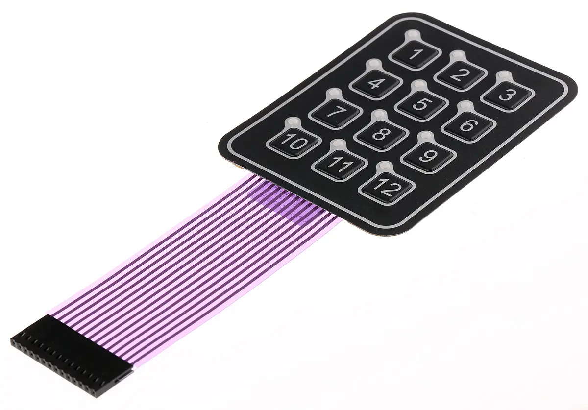 Produktfoto 1 von APEM Membrantastenfeld (4 x 3) 12-Tasten Silber Membranbetätigung Matrix Beleuchtet