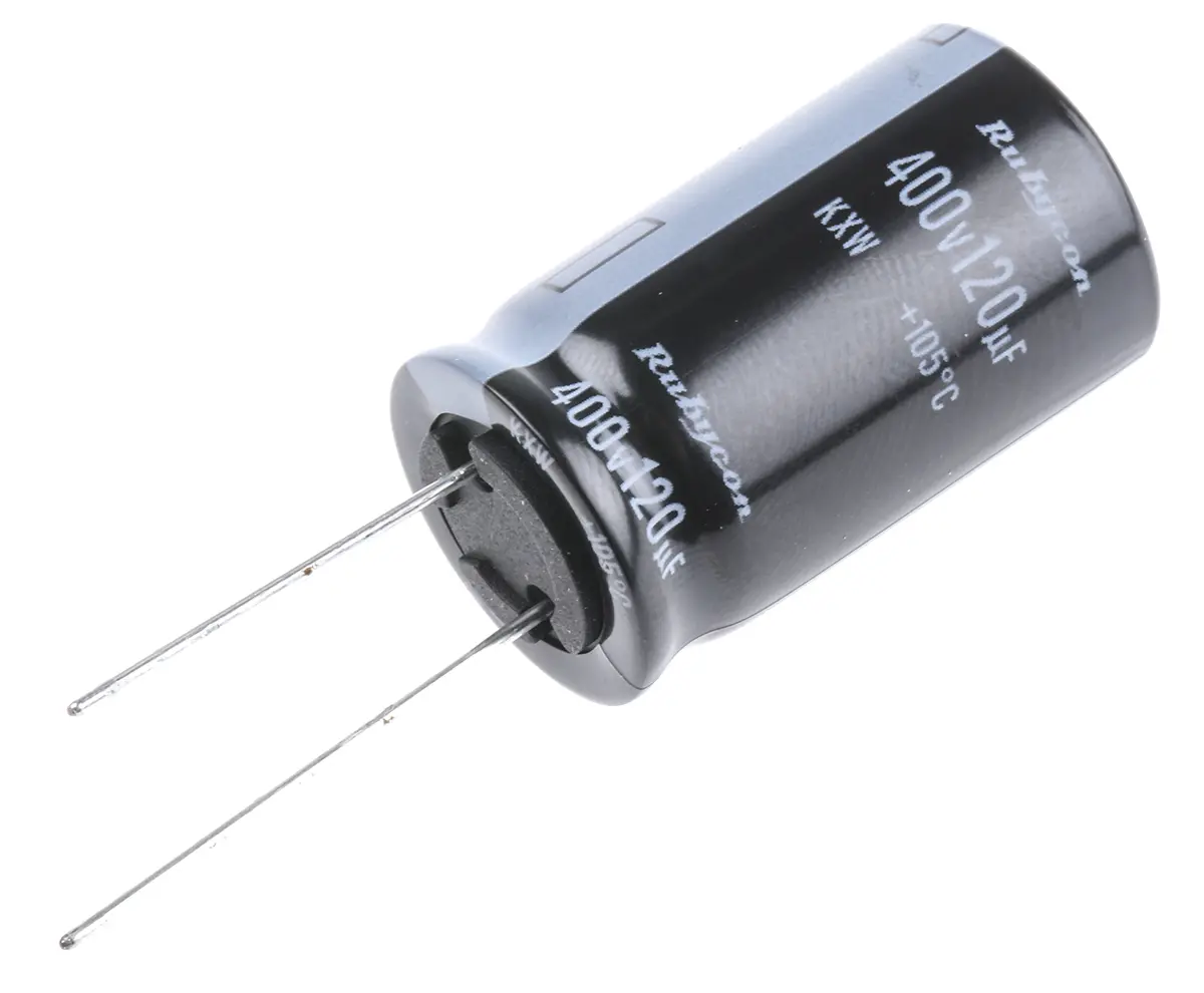 Produktfoto 1 von Rubycon KXW, THT Aluminium-Elektrolyt Kondensator 120μF ±20% / 400V dc, Ø 18mm x 30mm, bis 105°C