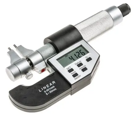 Produktfoto 1 von RS PRO Batteriebetrieben Innen- Mikrometer Beide, 5 mm bis 30 mm / ±0.003 mm