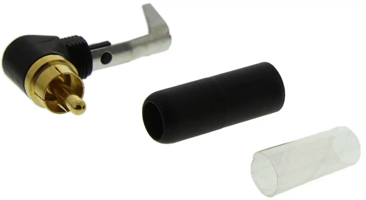 Produktfoto 1 von Switchcraft gewinkelt Schwarz Cinchstecker, Gold, 250 V ac, Kabel 6A