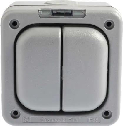Produktfoto 1 von MK Electric Masterseal Lichtschalter Lichtschalter 2-teilig, 1-polig, 1 Wege Grau IP65 10A, Polycarbonat
