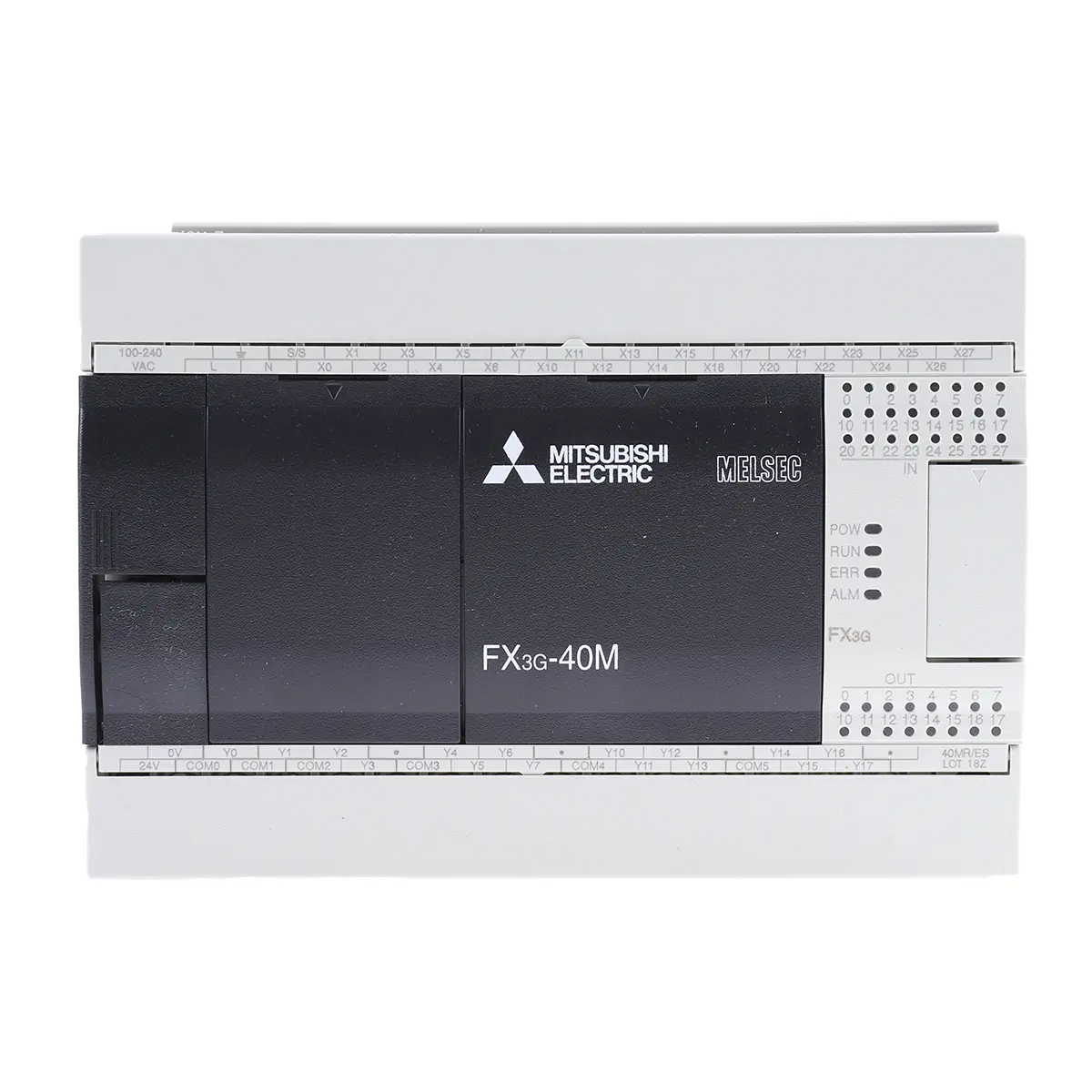 Produktfoto 1 von Mitsubishi FX3G Logikmodul, 24 Eing. Relais Ausg.Typ Senke, Quelle Eing.Typ 100 → 240 V ac