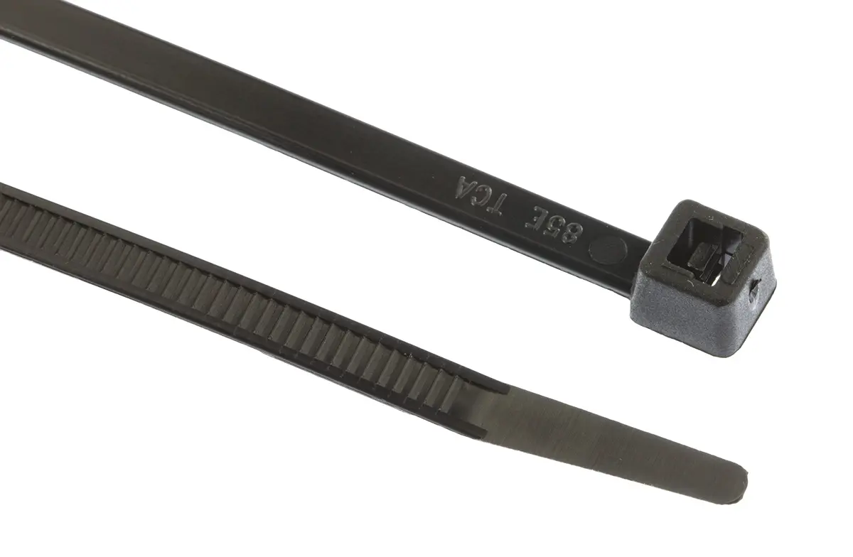 Produktfoto 1 von HellermannTyton T50M Nylon 6.6 Kabelbinder Nicht lösbar Schwarz 4.6 mm x 245 mm