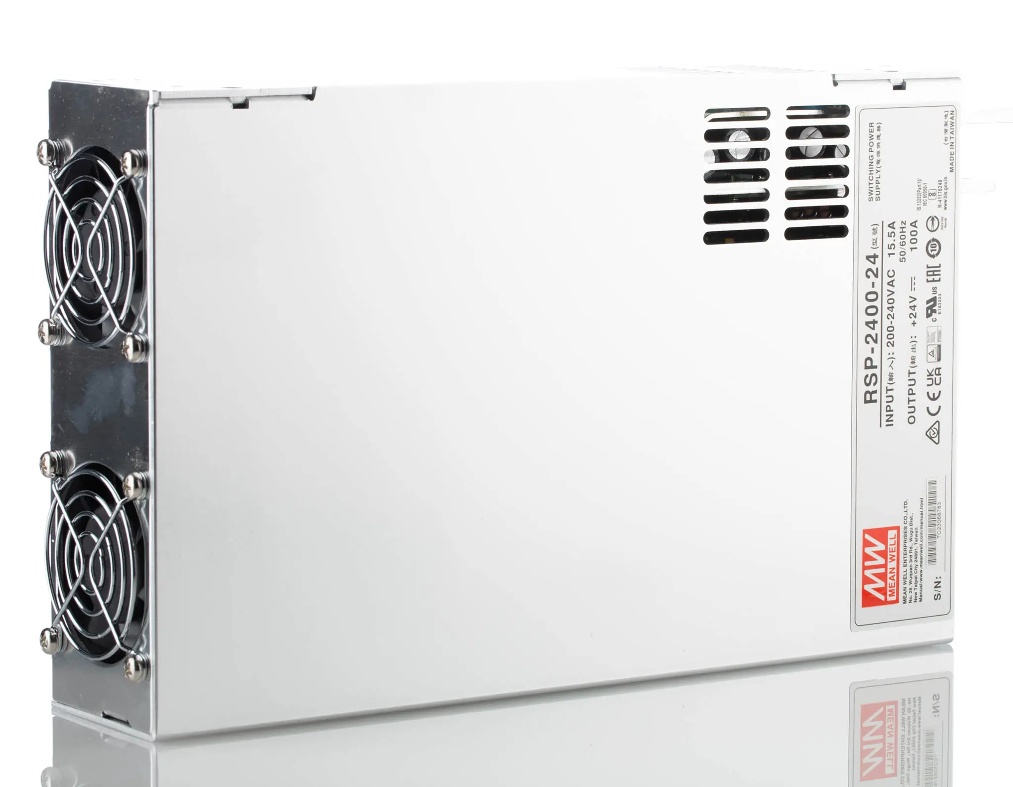 Produktfoto 1 von MEAN WELL RSP-2400 Schaltnetzteil 1 24V dc 2.4 kW, Fahrgestell 370 V dc, 264V ac