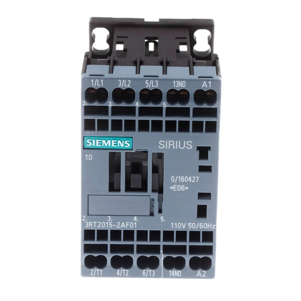 Produktfoto 1 von Siemens 3RT2 Schütz 110 V ac-Spule, 3-polig, 400V ac / 7 A 110 V ac 3 kW 3 Schließer 1-Hilfskontakte