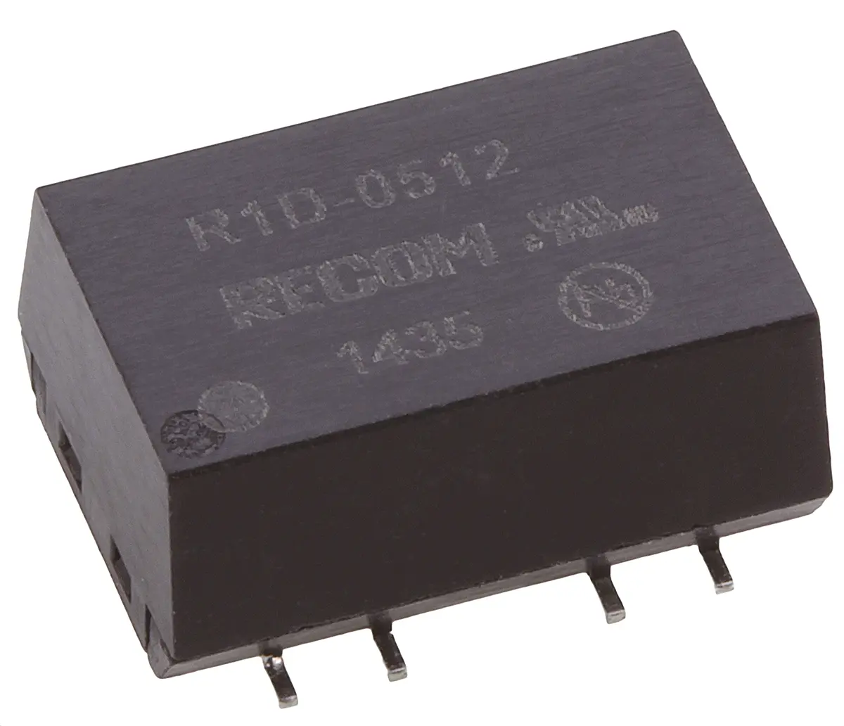 Produktfoto 1 von Recom R1D DC/DC Konverter, 12V dc OUT 42 mA Oberfläche 5.5V dc 1 kV dc 1 W -40 °C 100 °C