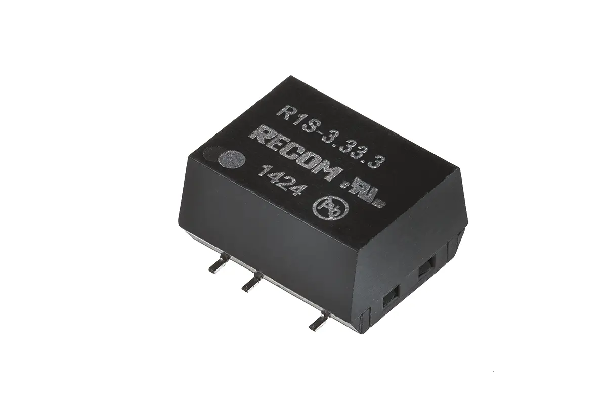 Produktfoto 1 von Recom R1S DC/DC Konverter, 5V OUT 200 mA Oberfläche 3.3V dc 1 kV dc 1 W -40 °C 100 °C