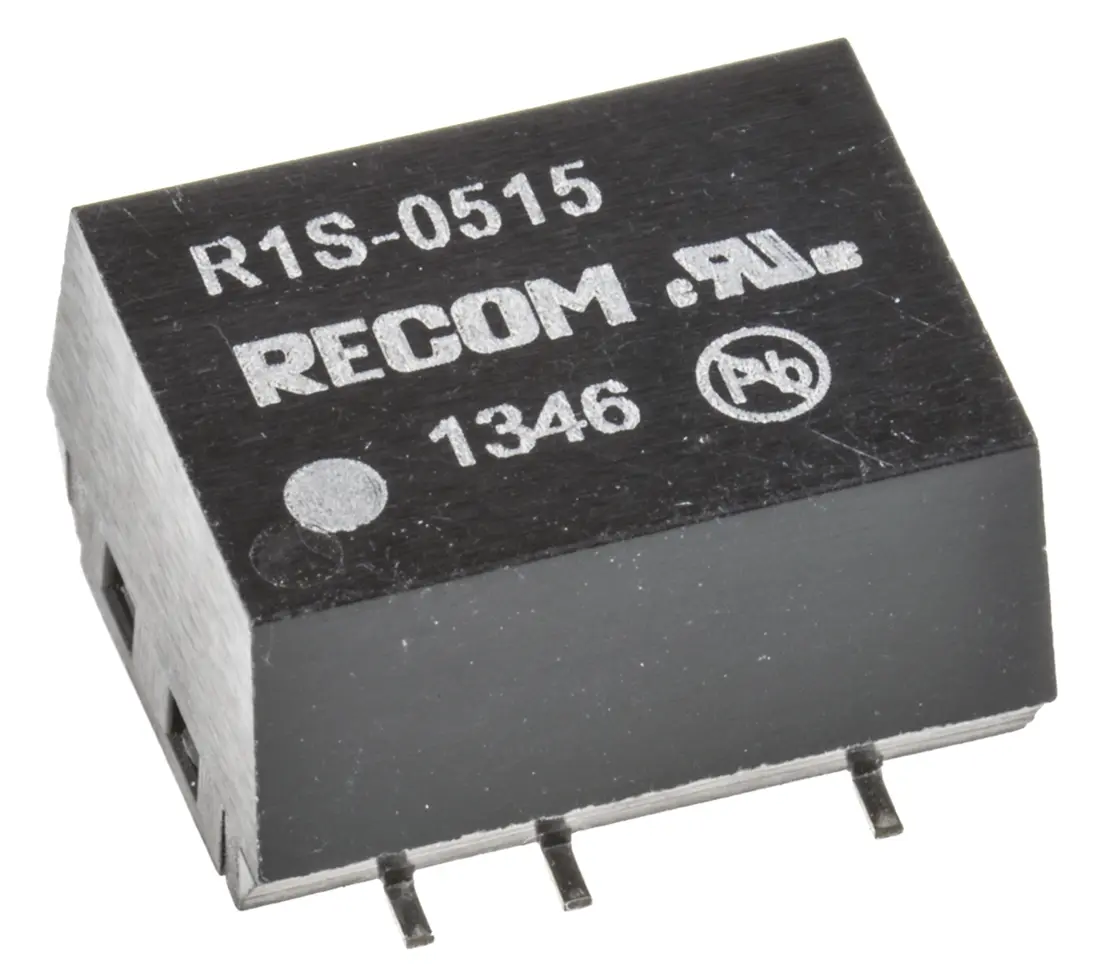 Produktfoto 1 von Recom R1S DC/DC Konverter, 15V dc OUT 66 mA Oberfläche 5.5V dc 1 kV dc 1 W -40 °C 100 °C