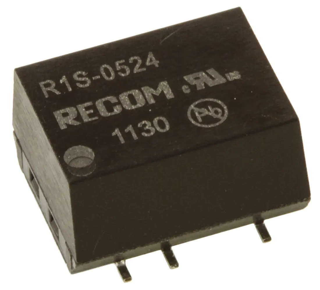 Produktfoto 1 von Recom R1S DC/DC Konverter, 24V dc OUT 42 mA Oberfläche 5V dc 1 kV dc 1 W -40 °C 100 °C