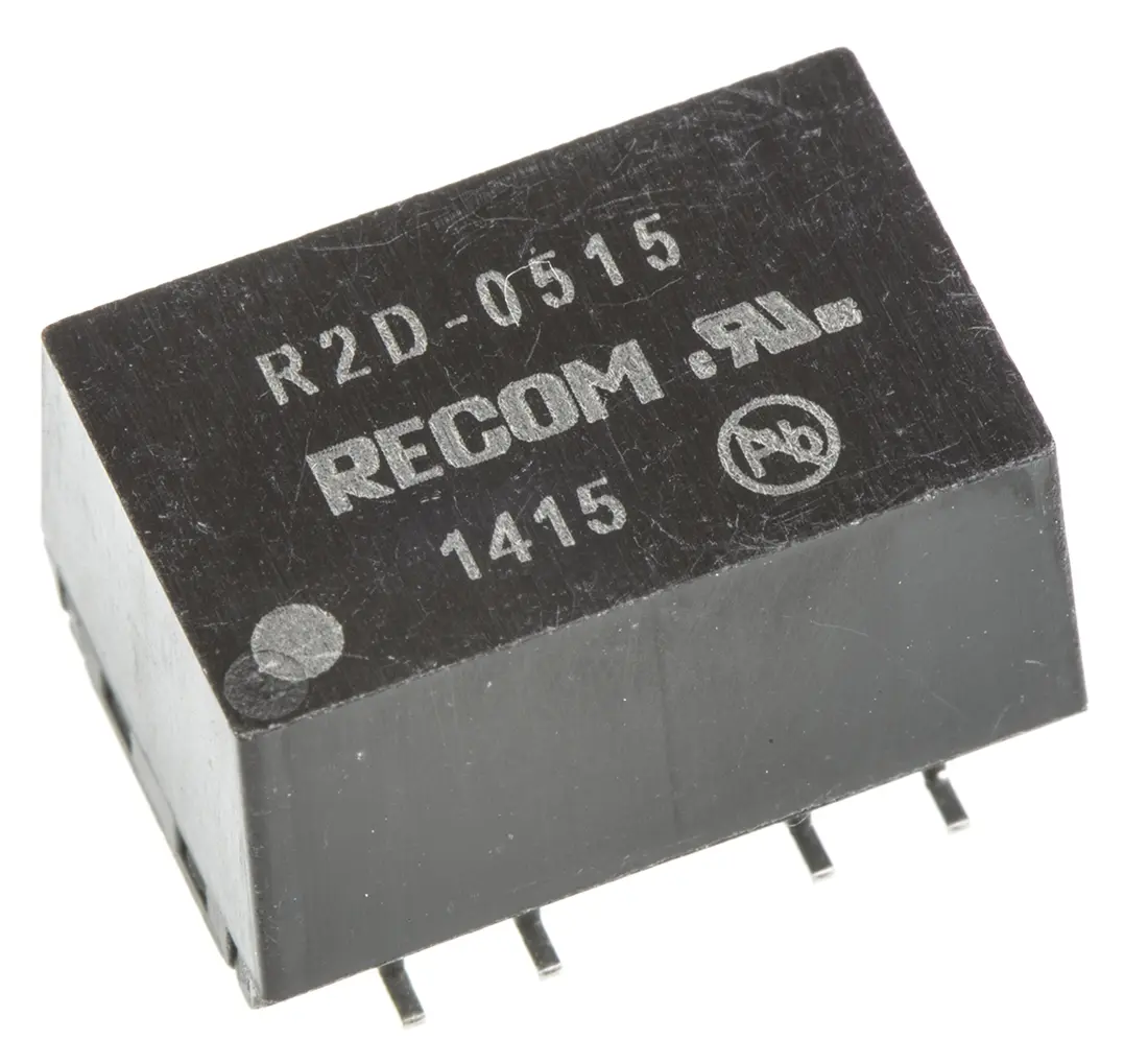Produktfoto 1 von Recom R2D DC/DC Konverter, 15V dc OUT 66 mA Oberfläche 5V dc 1 kV dc 2 W -40 °C 100 °C