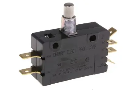 Produktfoto 1 von ZF Mikroschalter Taste-Betätiger Stecker, 2-poliger Umschalter, 250 V ac, 15A 8.34N - 200 °C