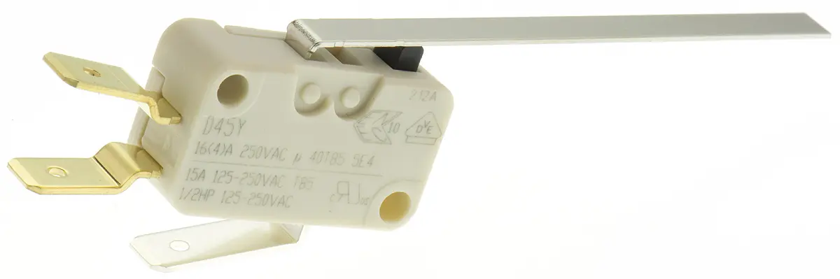 Produktfoto 1 von ZF Mikroschalter Langer Blatthebel-Betätiger Flachstecker, 16 A @ 250 V ac, SPDT 0,88 N -40°C - +85°C