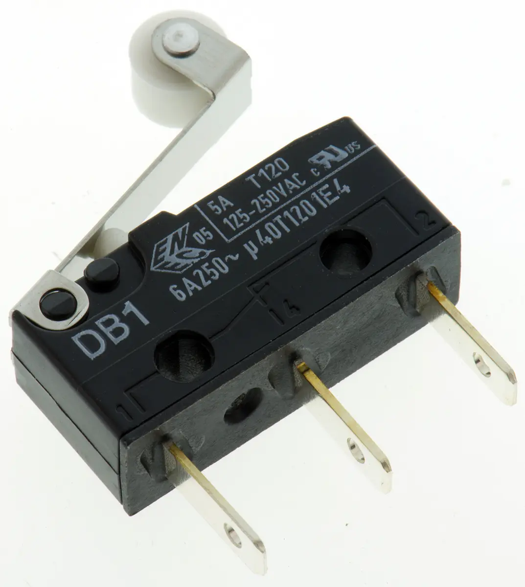 Produktfoto 1 von ZF Mikroschalter Rollenhebel-Betätiger Flachstecker, 6 A @ 250 V AC, SPDT 0,64 N -40°C - +120°C