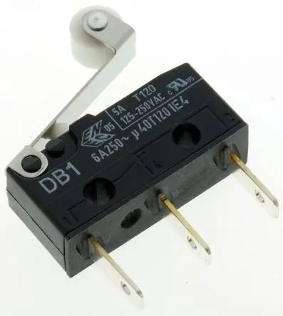Produktfoto 1 von ZF Mikroschalter Rollenhebel-Betätiger Stecker, 1-poliger Umschalter, 250 V ac, 6A IP50 0.64N -40 °C - 120 °C