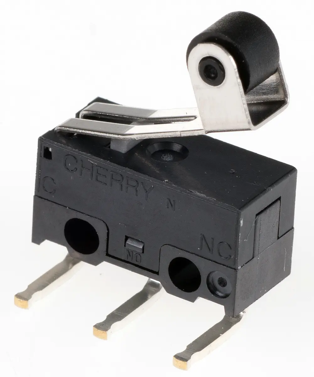 Produktfoto 1 von ZF Mikroschalter Rollenhebel-Betätiger Linkswinklige Leiterplatte, 3 @ 125 Vac A, SPDT 0,59 N -25°C - +85°C